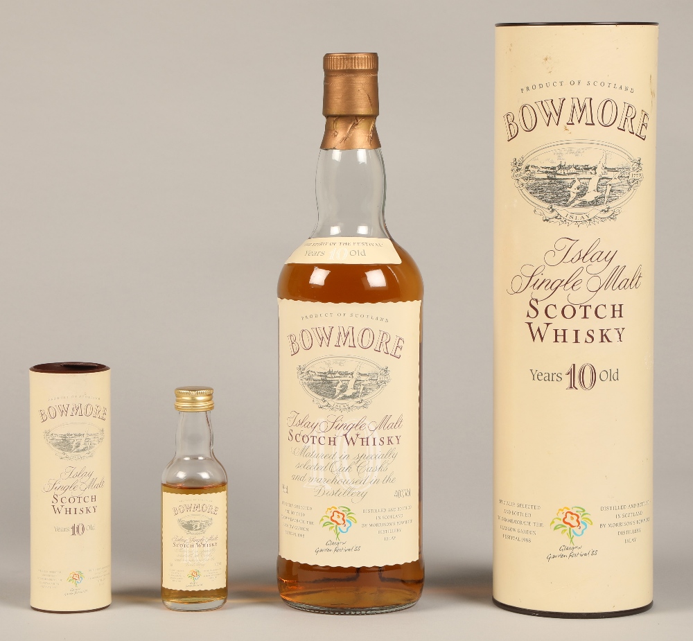 Bowmore Islay Single malt scotch whisky, Glasgow Garden festival, 40 % , 75cl & cardboard tube, with