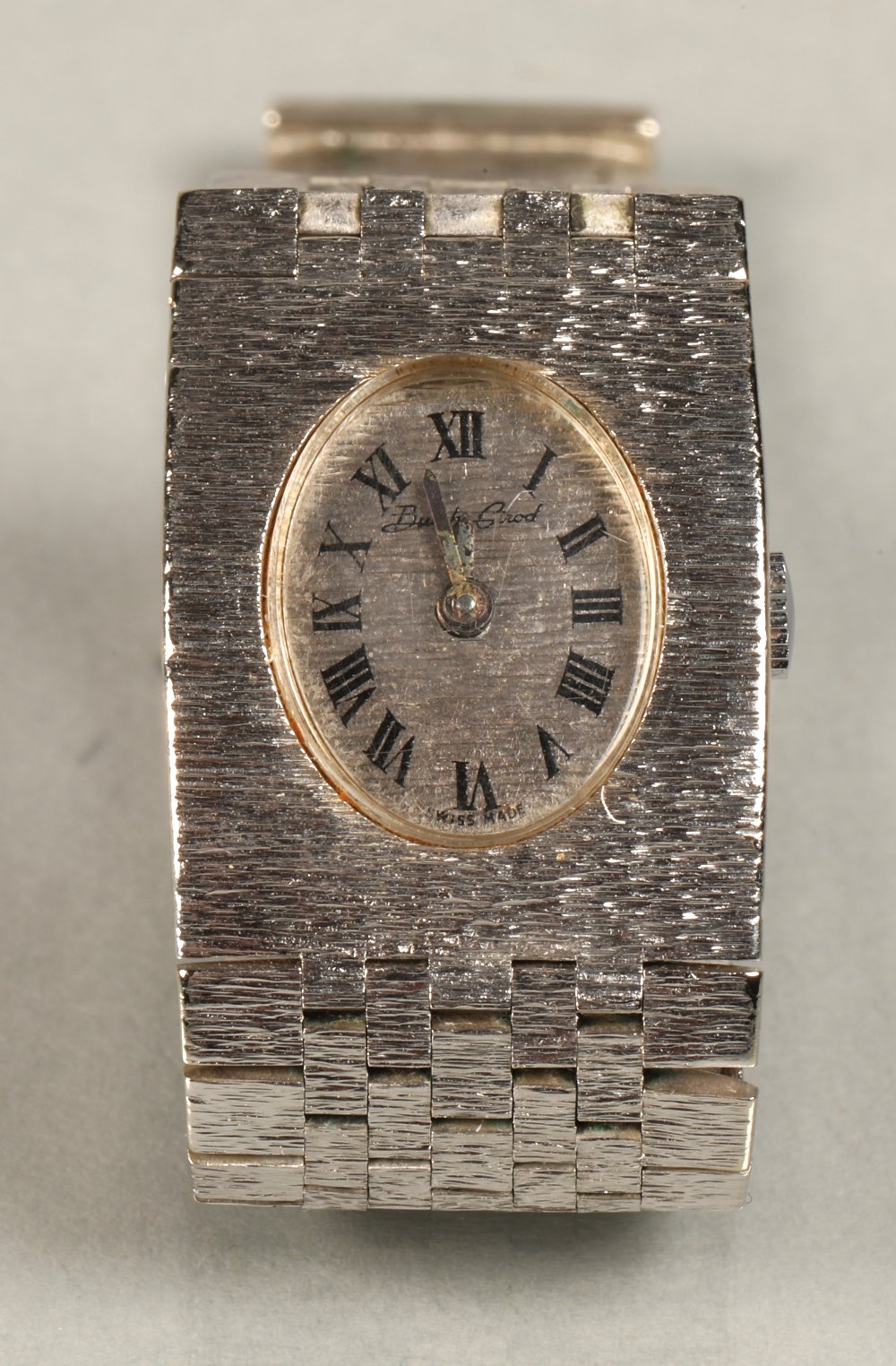 Bueche-Girod ladies 9ct white gold wrist watch, silvered dial with roman numeral hour markers, on - Image 5 of 8