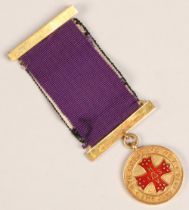9ct gold masonic medal, Knt David Carnagie founder member Ayr Conclave no 7 27th June 1930, with
