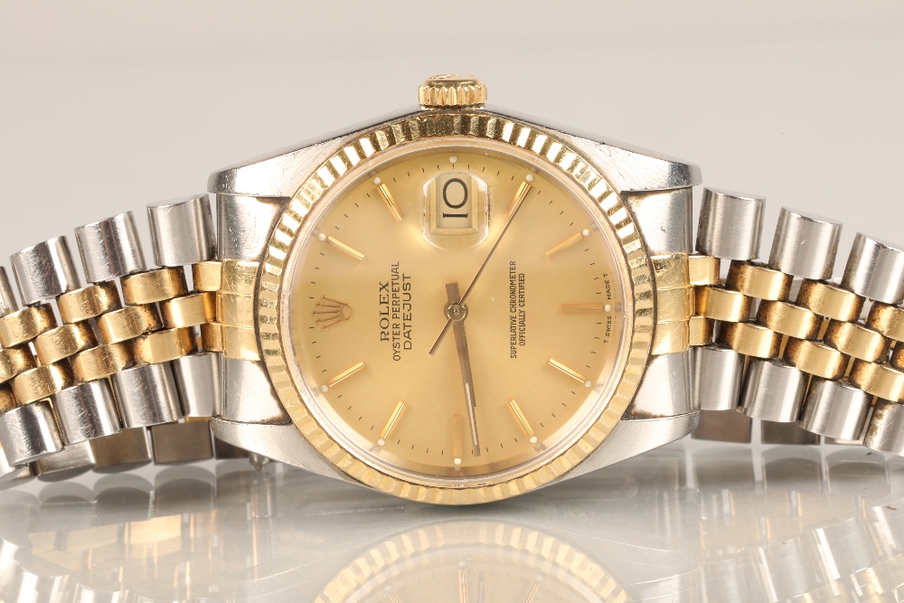 Gentleman's Rolex Oyster Perpetual Datejust wrist watch, champagne dial with hour marker batons, - Image 2 of 8