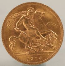 George V gold half sovereign 1914.