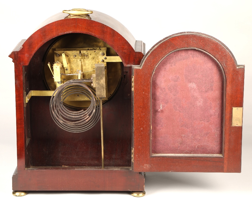19th century mahogany inlaid bracket clock, 48.5cm high. - Image 5 of 5