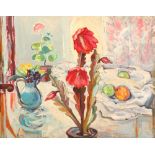 McLagan (20th century) , framed oil on board, signed, dated 1968, "Fruit and Flowers" , 60cm x 75 cm