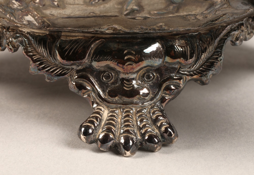 Fantastic 19th century chinese silver four piece tea and coffee service, decorated with warriors, - Image 28 of 51