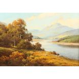 R. McGregor (Scottish 20th Century) Gilt framed oil on canvas - signed 'Bend on the River' 47cm x