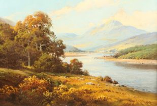 R. McGregor (Scottish 20th Century) Gilt framed oil on canvas - signed 'Bend on the River' 47cm x
