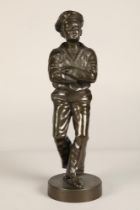 Bronze  figure of a boy sailor with folded arms by V Szczeblewski,   42 cm high,
