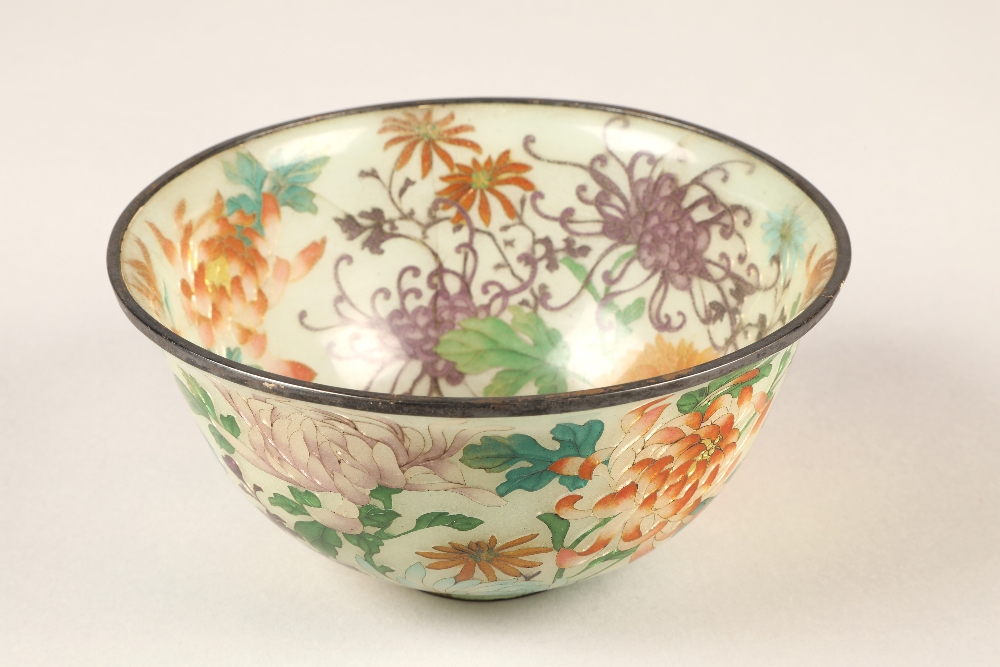 Japanese Plique-a-jour bowl, with translucent cloisonne enamels 14 cm diameter. - Image 5 of 15