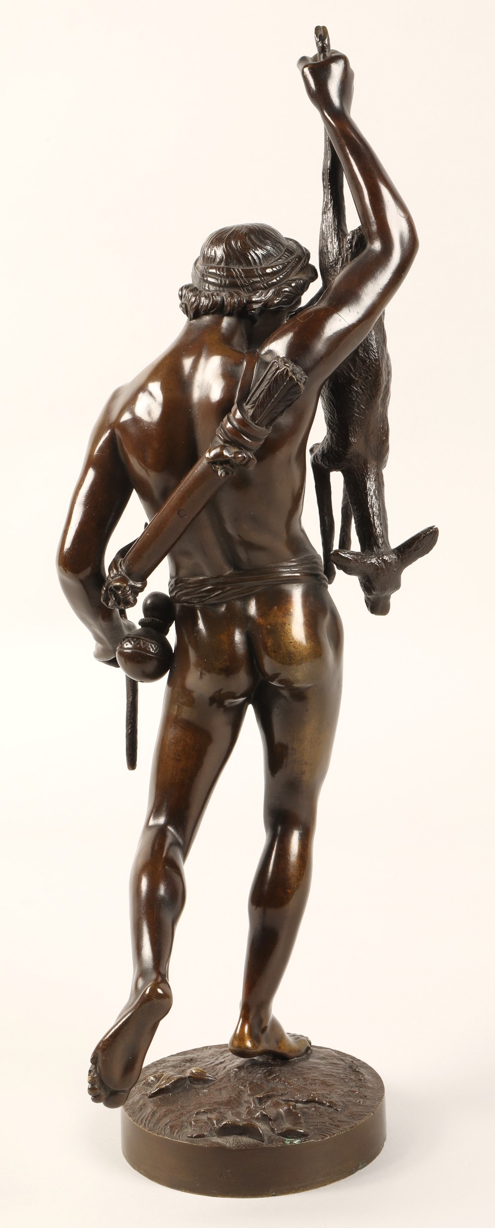 After James Pradier, ( Swiss/French 1790/1852) Bronze figure of a classical male hunter, signed J - Image 5 of 11