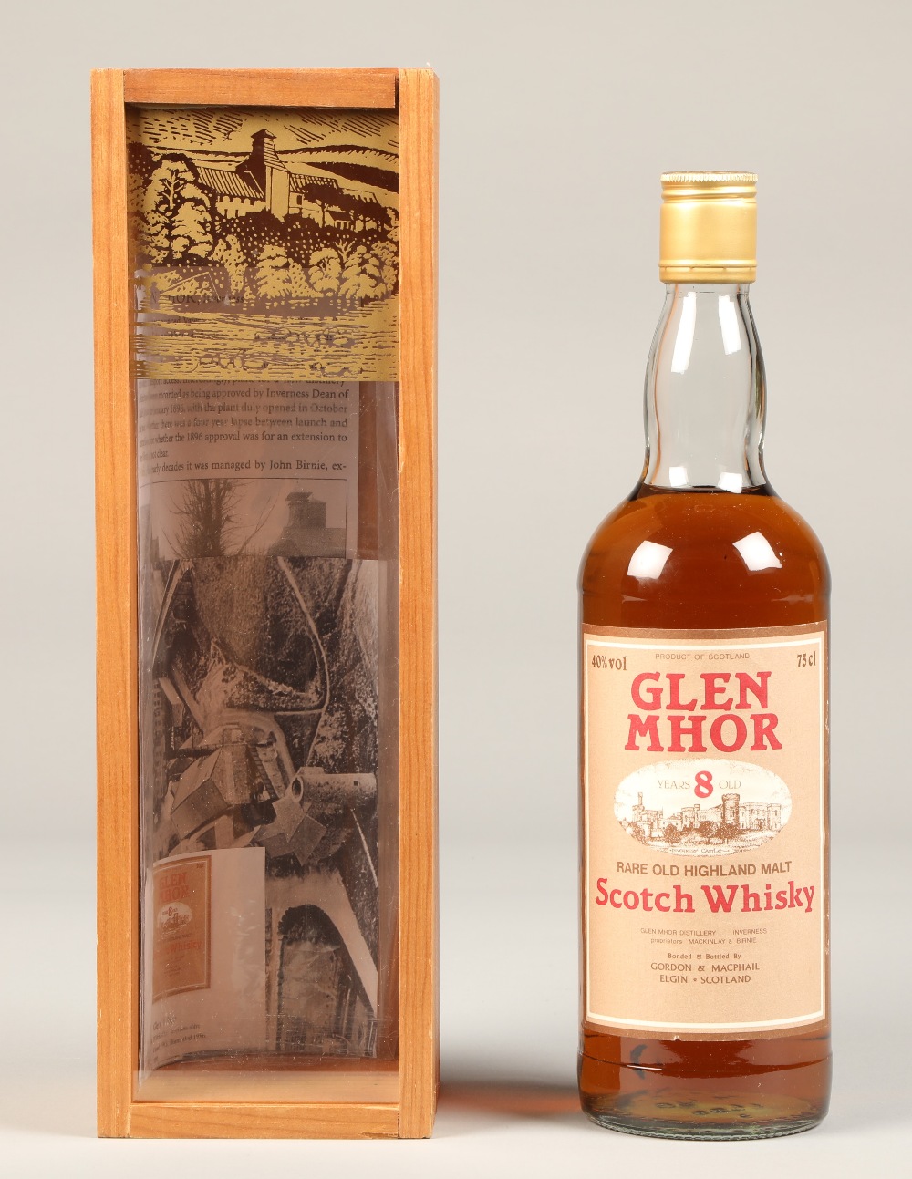 Glen Mhor rare of highland malt scotch whisky, 8 year old,40% vol 75cl, with presentation case.(
