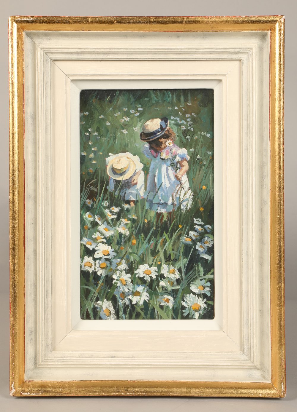 Sherree Valentine-Daines (British Born 1959) ARR Framed oil on board, signed with initials, "Two - Image 2 of 4