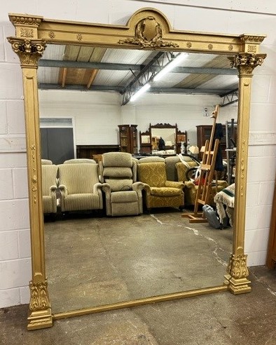 19th century gilt framed overmantel mirror. - Image 2 of 5