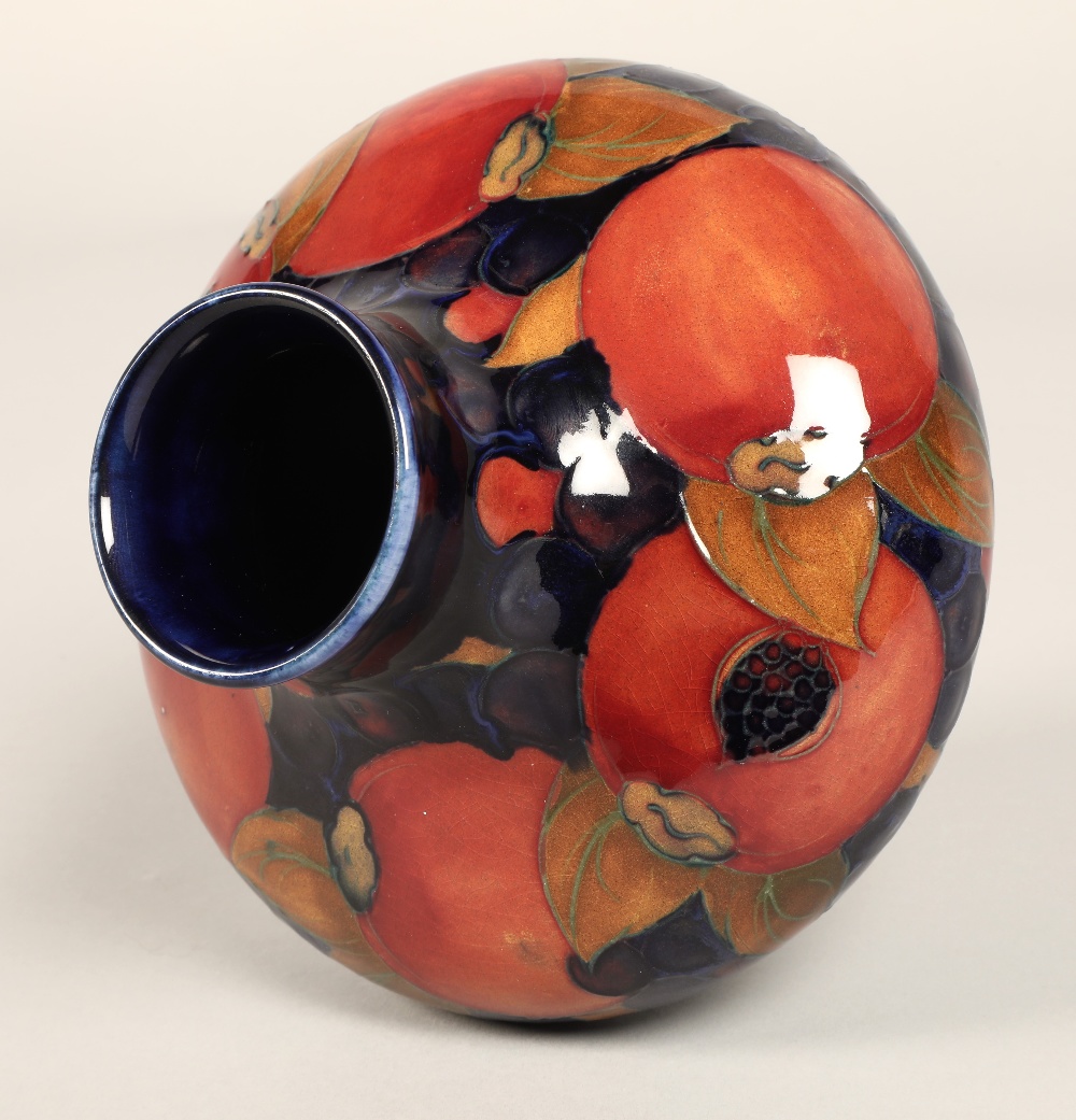 Moorcroft pottery vase, of squat form, blue ground in the pomegranate pattern, impressed mark with - Image 10 of 12