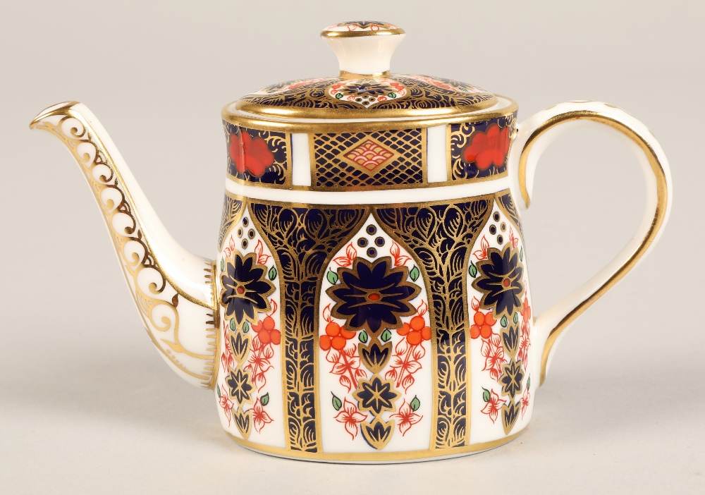 Royal Crown Derby miniature tea service in the imari pattern, comprising of teapot, sugar bowl, - Image 3 of 23