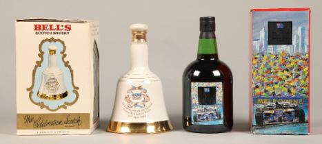 1997 Australian Formula 1 Grand Prix Port, bottle no 01385 70 cl with carton, Bells scotch whisky,