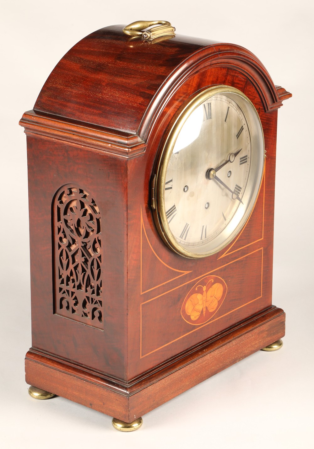 19th century mahogany inlaid bracket clock, 48.5cm high. - Image 4 of 5