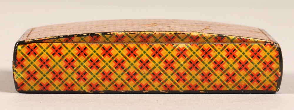 Tartan ware snuff box with wooden hinged lid,8 cm long,4.5 cm width. - Image 8 of 14