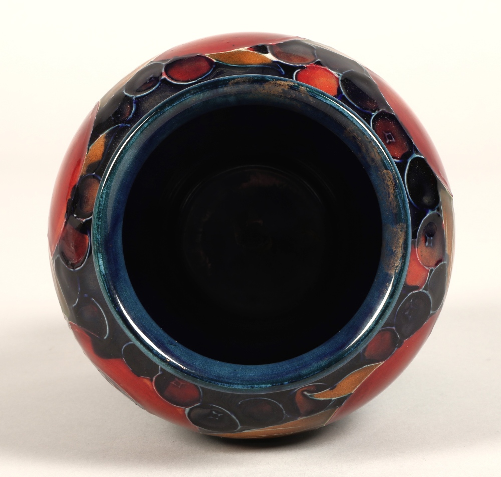 Moorcroft pottery vase of baluster form, pomegranate pattern, blue signature to base, 15cm high. - Image 5 of 9