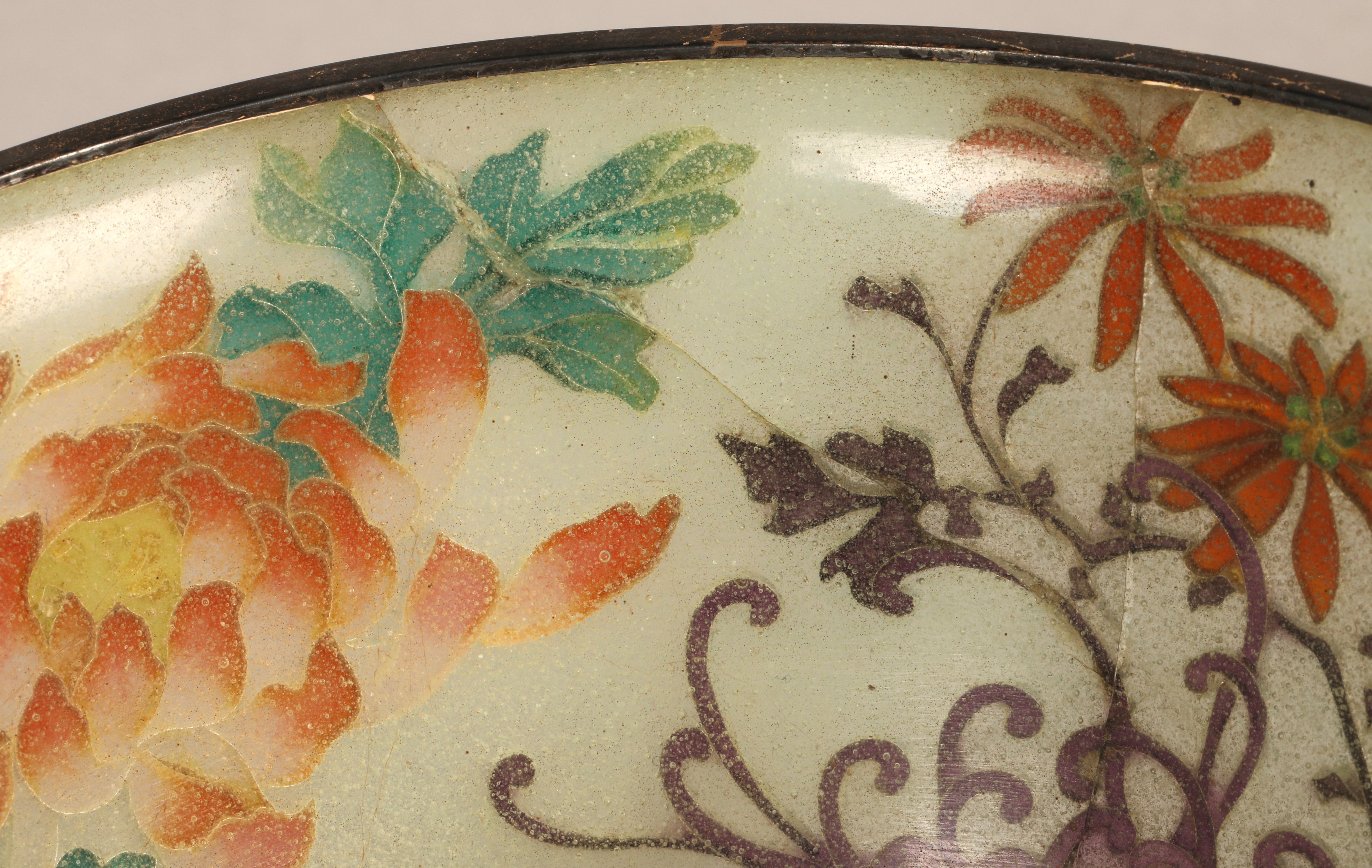 Japanese Plique-a-jour bowl, with translucent cloisonne enamels 14 cm diameter. - Image 12 of 15