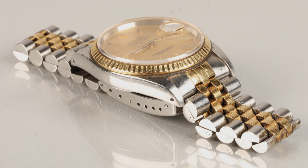 Gentleman's Rolex Oyster Perpetual Datejust wrist watch, champagne dial with hour marker batons, - Image 6 of 8