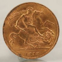 George V gold half sovereign 1913.