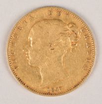 Victorian gold sovereign 1847 (young head).