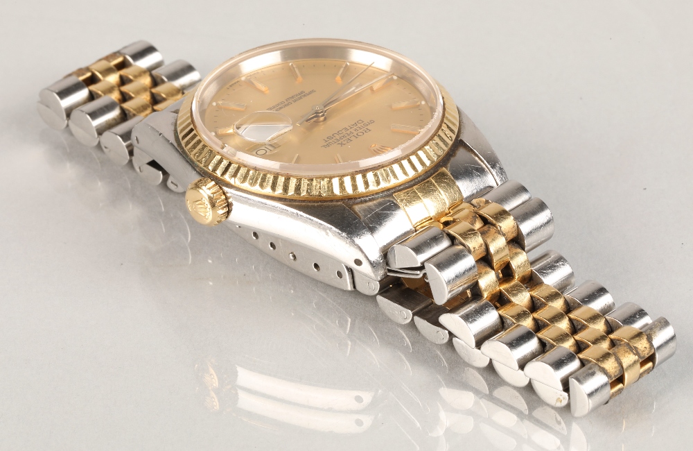 Gentleman's Rolex Oyster Perpetual Datejust wrist watch, champagne dial with hour marker batons, - Image 7 of 8