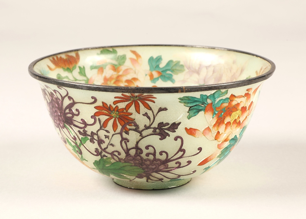 Japanese Plique-a-jour bowl, with translucent cloisonne enamels 14 cm diameter. - Image 3 of 15