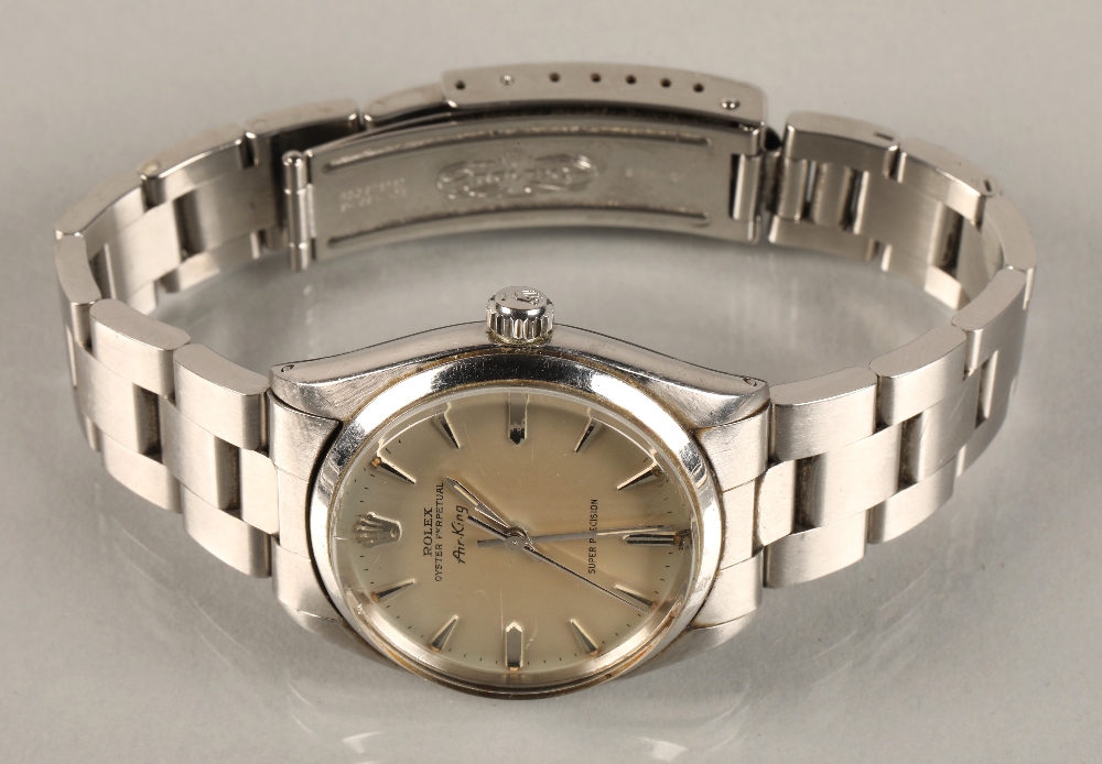 Gents Rolex Oyster Perpetual Air King stainless wrist watch, champagne dial with hour marker batons, - Image 8 of 8