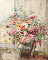Emily Beatrice Bland  N.E.A.C. (1864 - 1951) Framed oil on canvas - signed 'A Summer Bouquet -