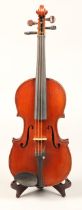 Scottish Violin by D. R Lindsay, 1902, labelled 'D.R Lindsay, Edzell 1902, no 28' length of back