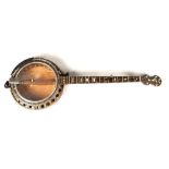 J E Dallas & Son 5-string Banjo, 22 nickel frets to body, Jedson on the headstock, Birds eye maple