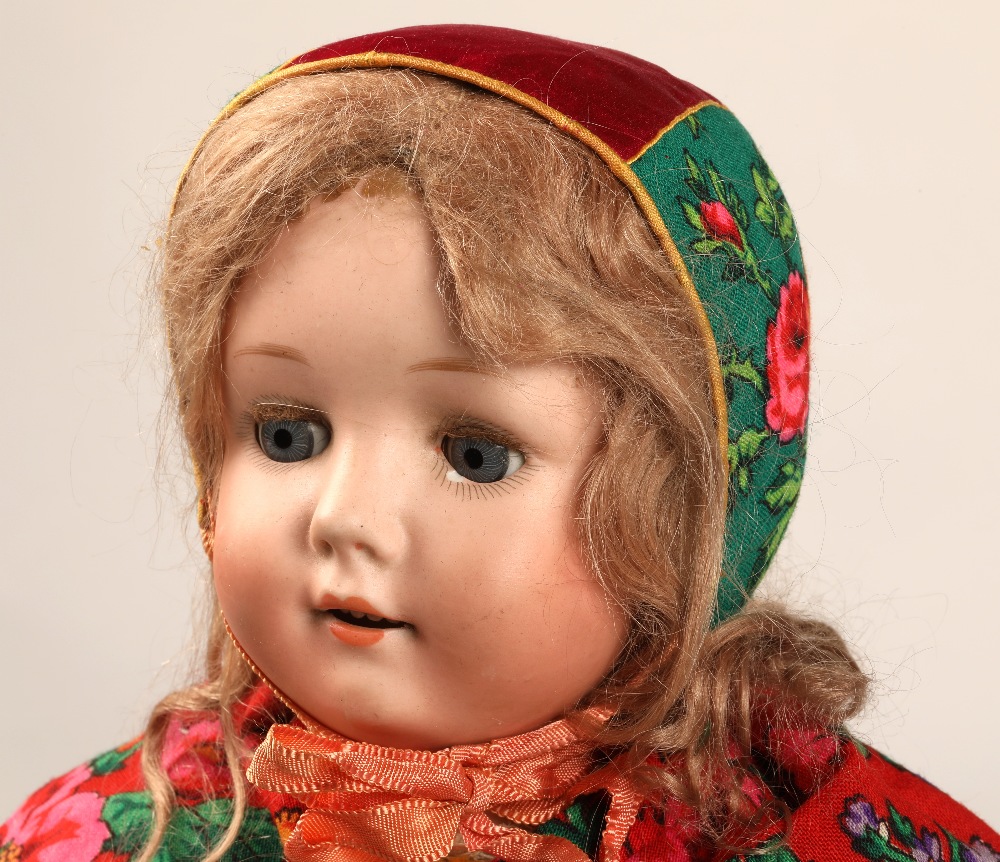 German Bisque Welsch Russian costume doll, size 1 1/2 , inscribed on back of head, Made in Germany - Image 11 of 12