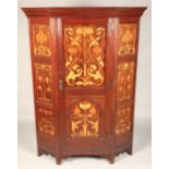 Art Nouveau marquetry inlaid mahogany hall wardrobe, possibly by Shapland & Petter, the single