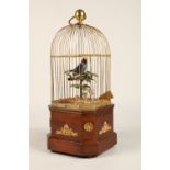 A good antique coin operated mechanical singing bird in a cage, made by Bontems of Paris, circa