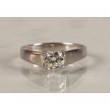 Ladies 14k white gold diamond solitaire ring, 0.75 carat, ring size P.