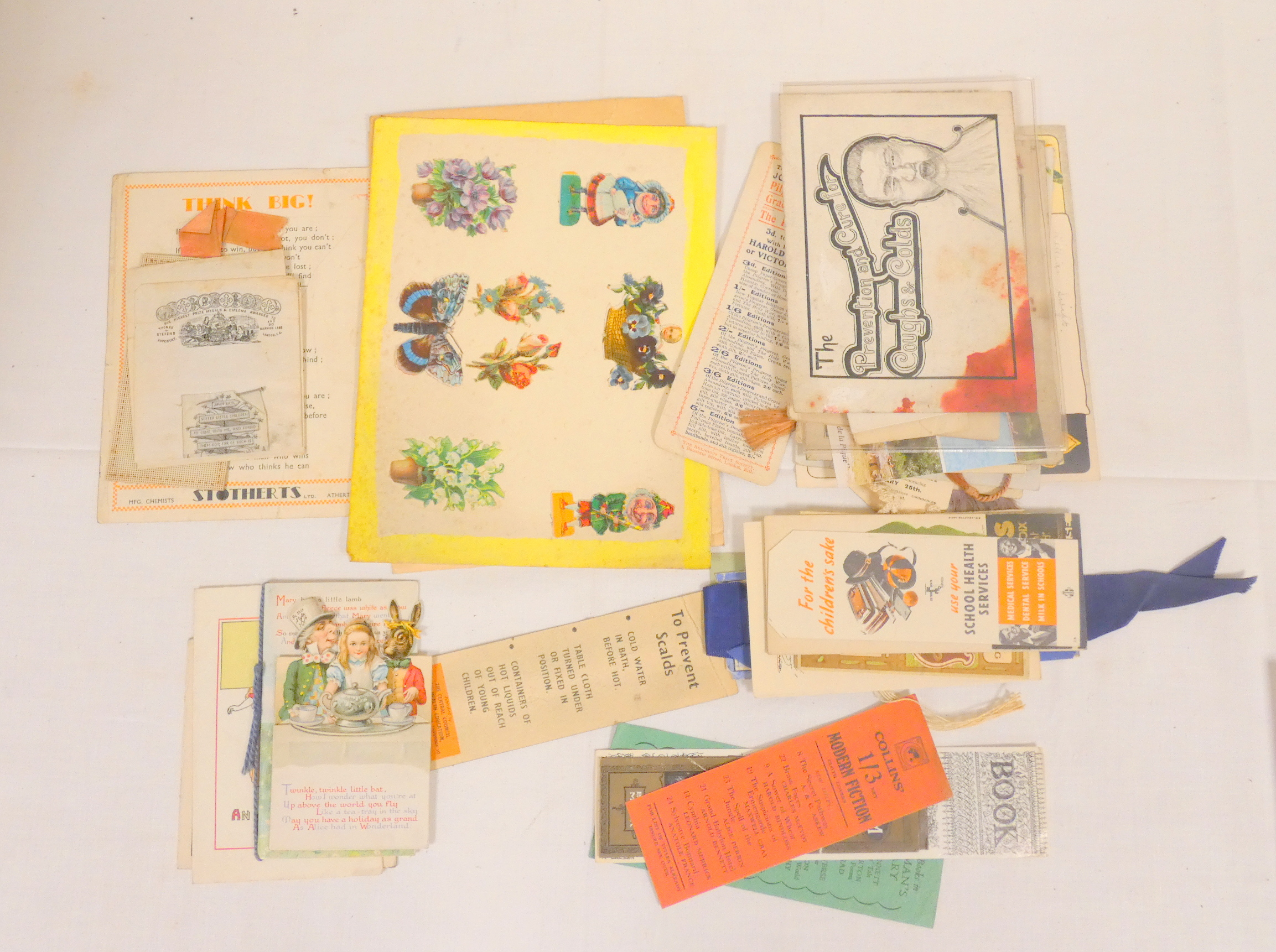 Ephemera.  A bundle of assorted ephemera incl. chromolitho & col. gift cards, bookmarks, advertising