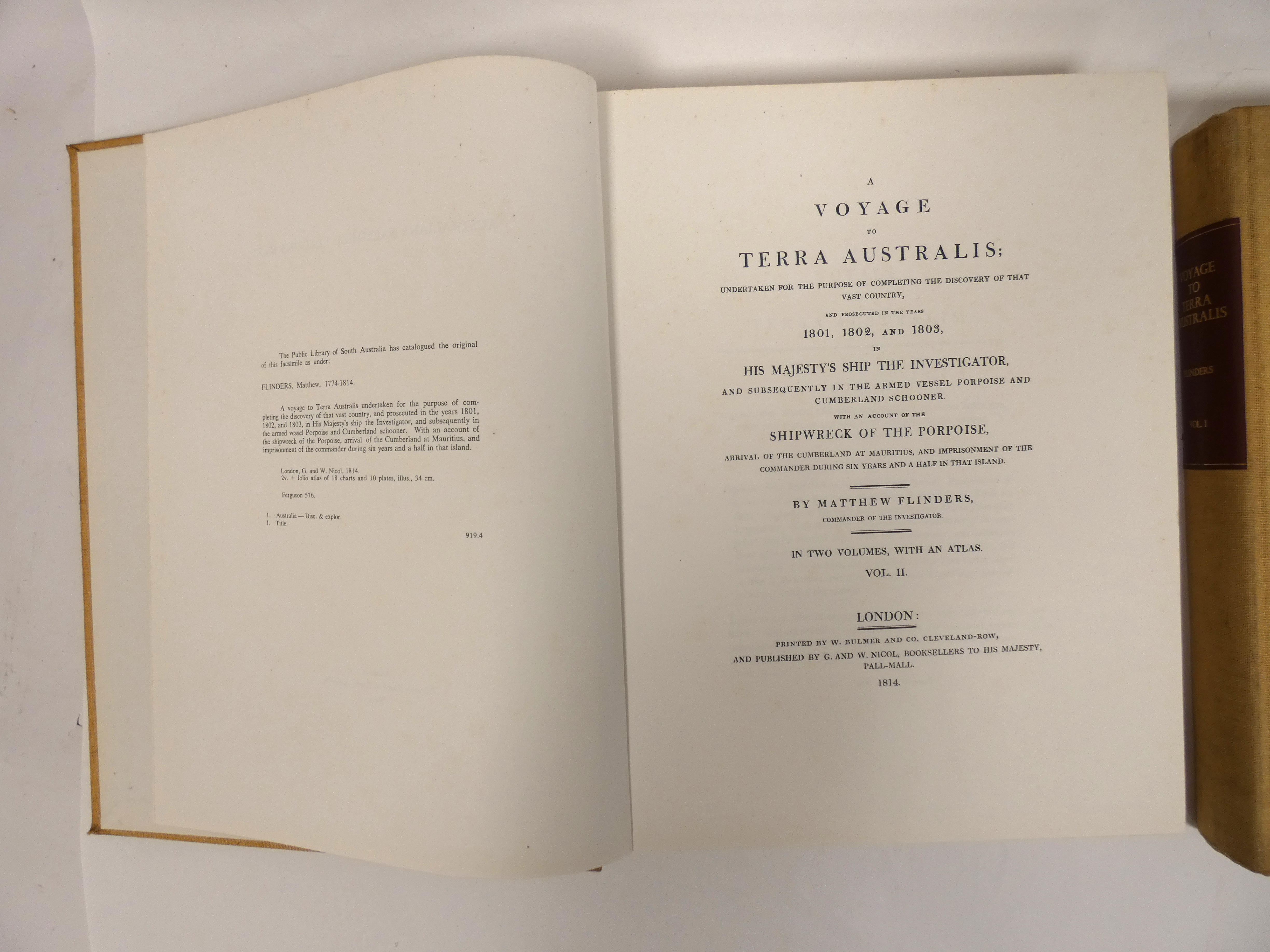 FLINDERS MATTHEW.  A Voyage to Terra Australis. Vols. 1 & 2 only. Plates after engs. Quarto. - Image 2 of 2