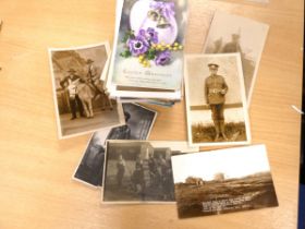 Postcards.  Approx. 75 old postcards, family photographs, a few military, topographical & many
