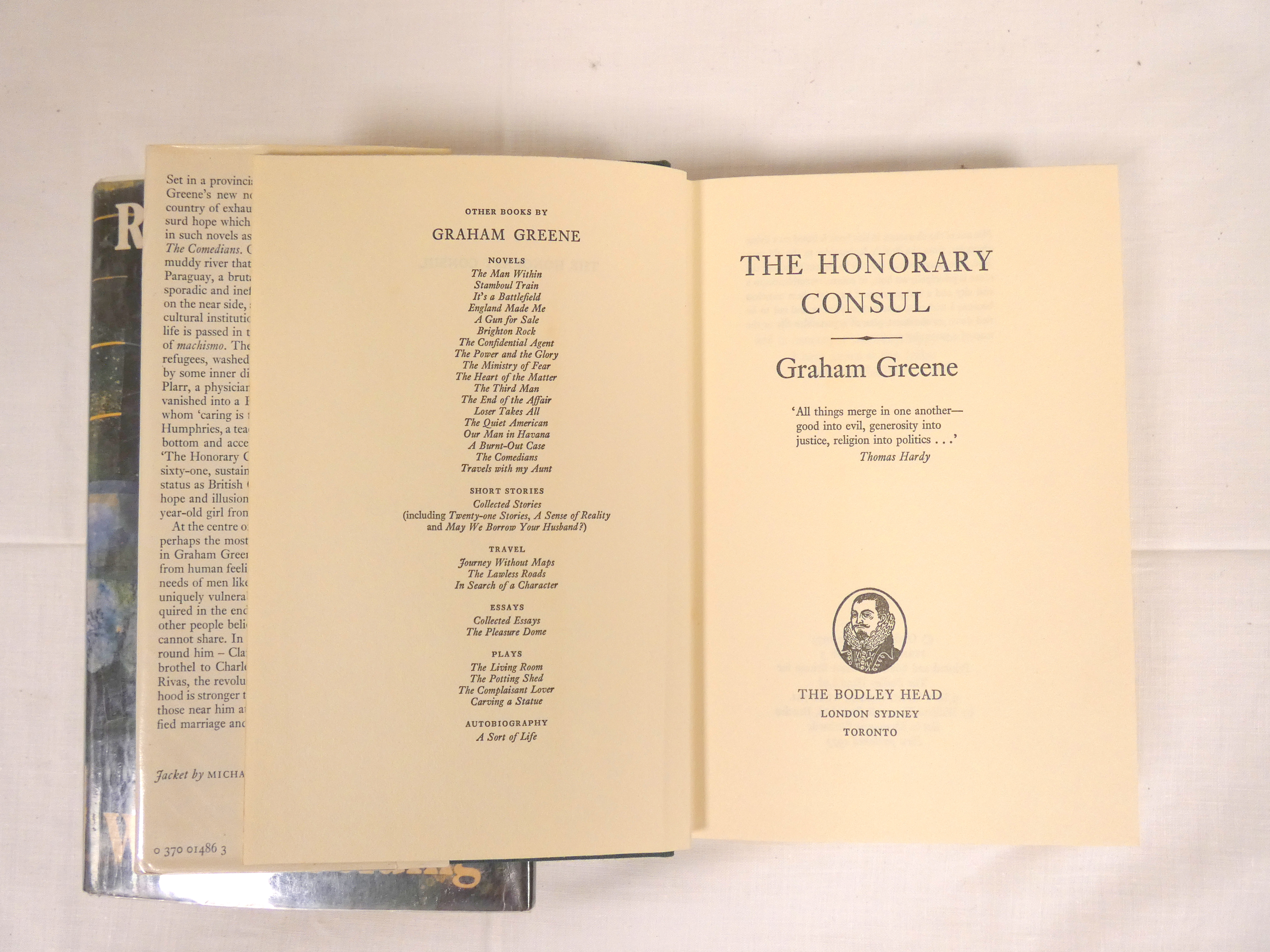 GREENE GRAHAM.  The Honorary Consul. 1st ed. in unclipped d.w. 1973; also William Golding, Rites - Image 3 of 3