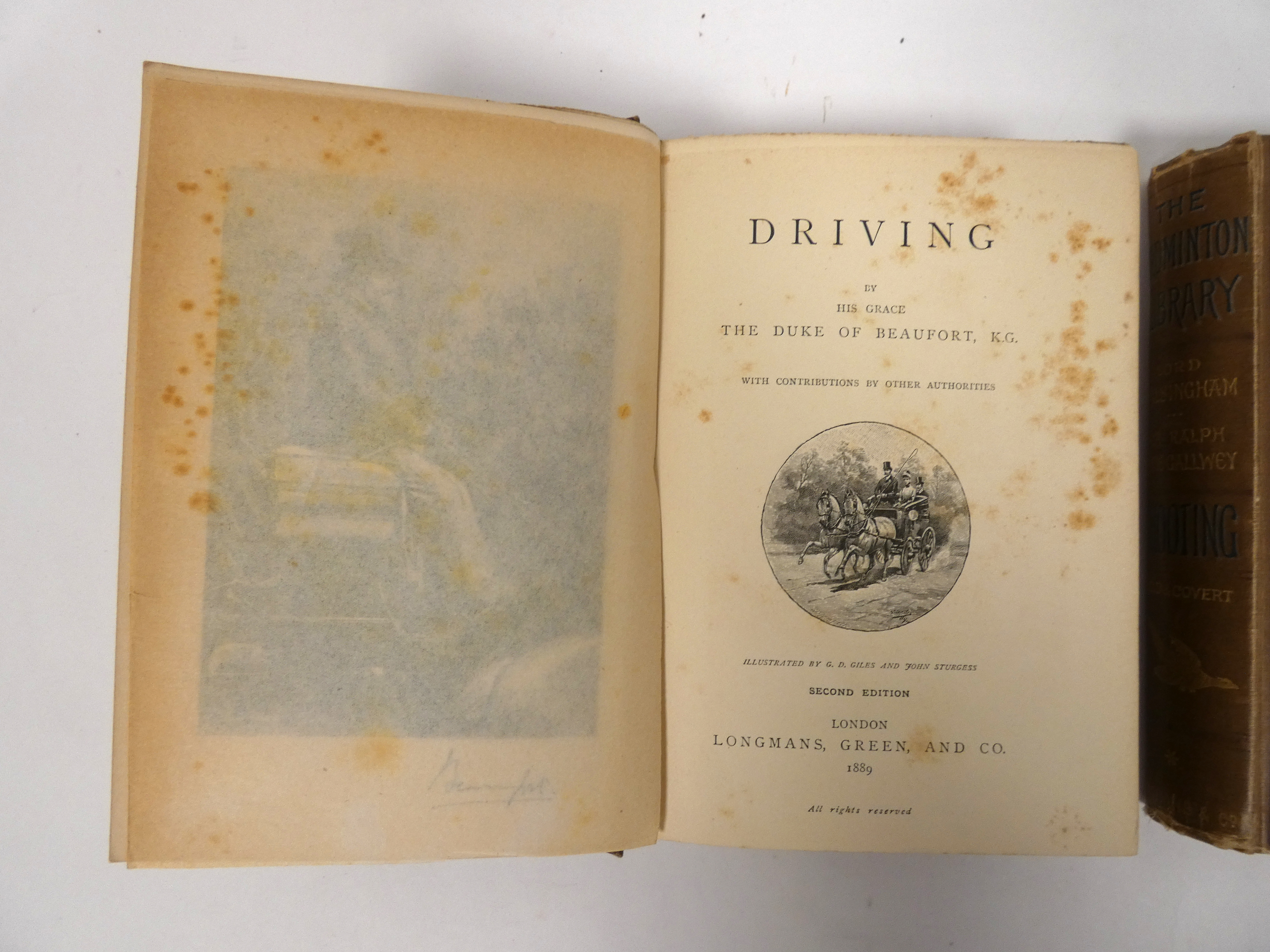 The Badminton Library.  Vols. re. Driving & Shooting (vol. 1). Illus. in orig. pict. cloth.  (2). - Image 2 of 3