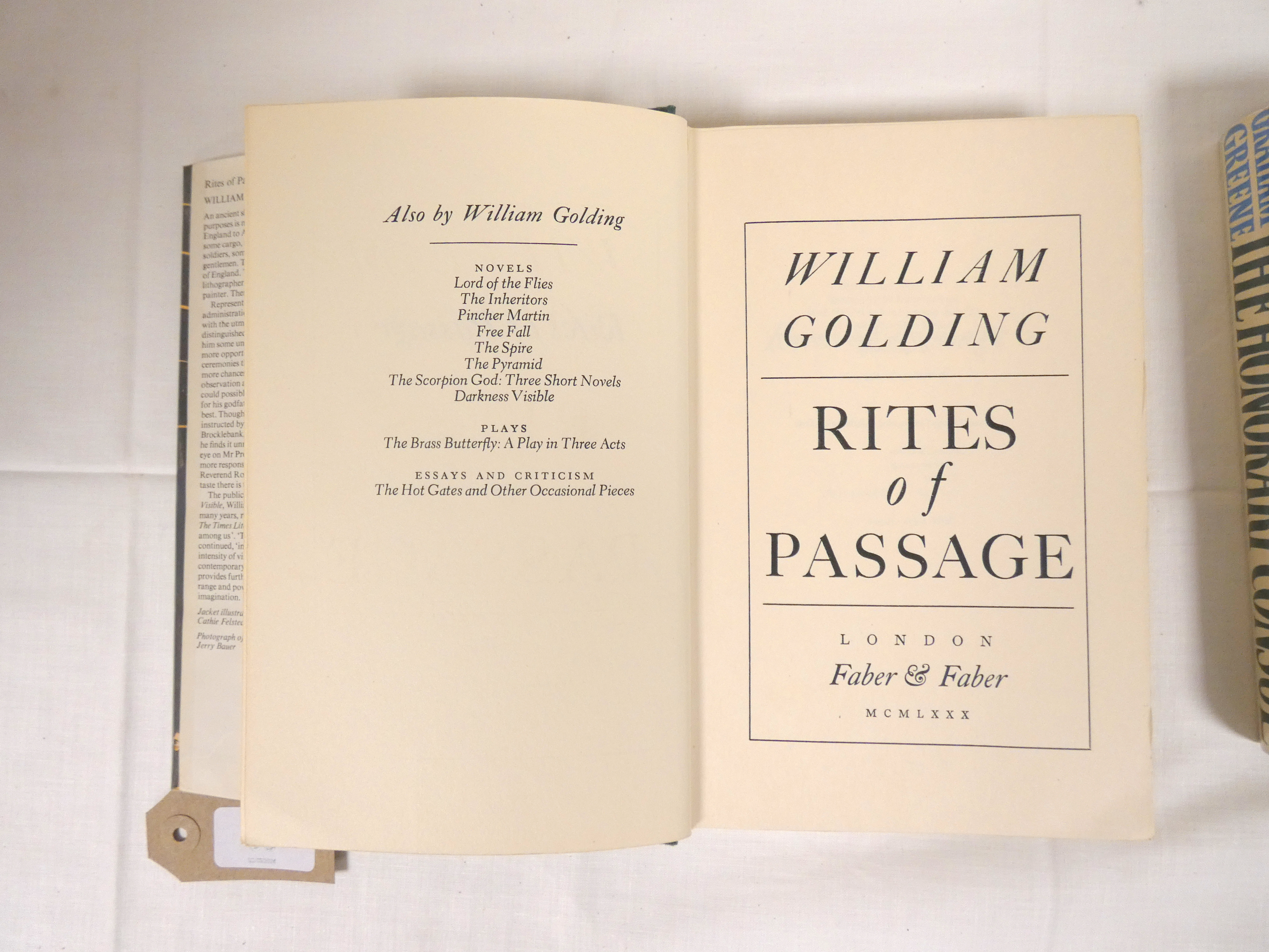 GREENE GRAHAM.  The Honorary Consul. 1st ed. in unclipped d.w. 1973; also William Golding, Rites - Image 2 of 3