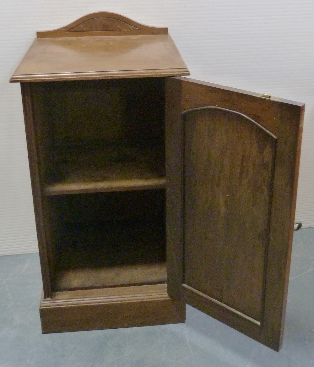 Victorian walnut bedside locker with panelled door, on plinth base, 78cm high, 39.5cm wide and - Image 3 of 5