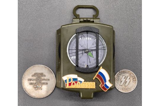 WW2 German Nazi Hitler youth HJ Commemorative coin and 1938 SS German coin. Together with pocket - Image 3 of 4