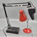 Luxo 1970s magnifying lamp together with Mid century Pifco style Anglepoise table lamp [98cm full