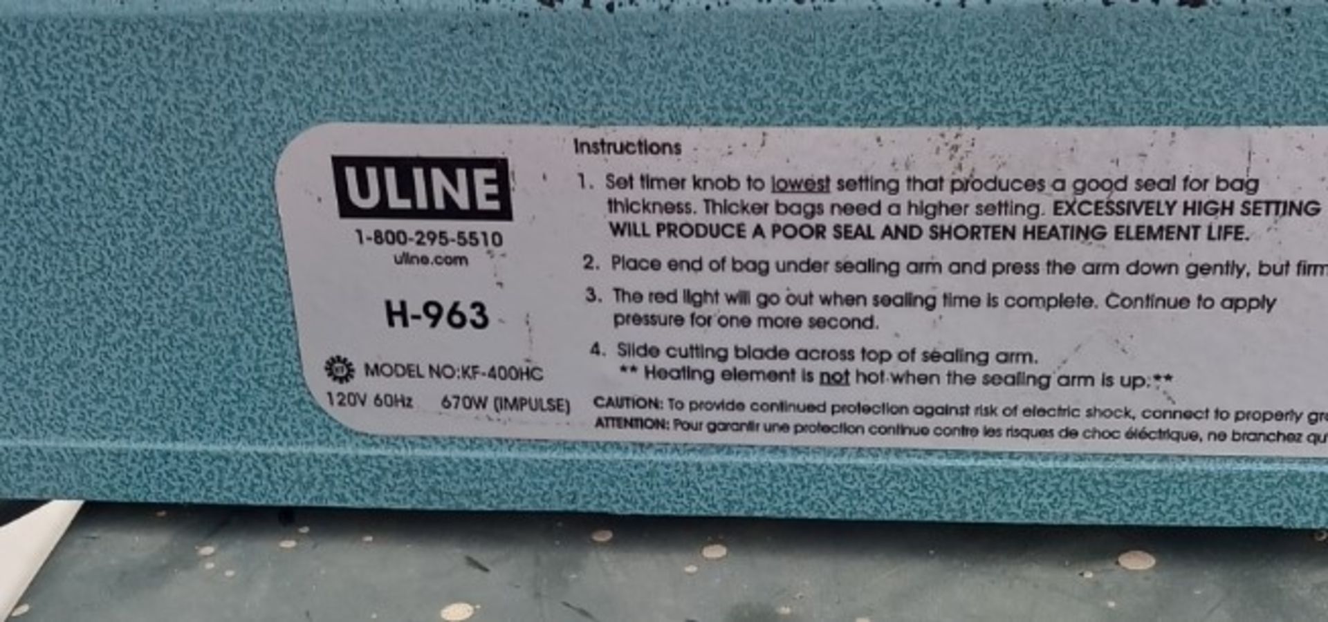 Uline Bag Sealer - Image 2 of 2