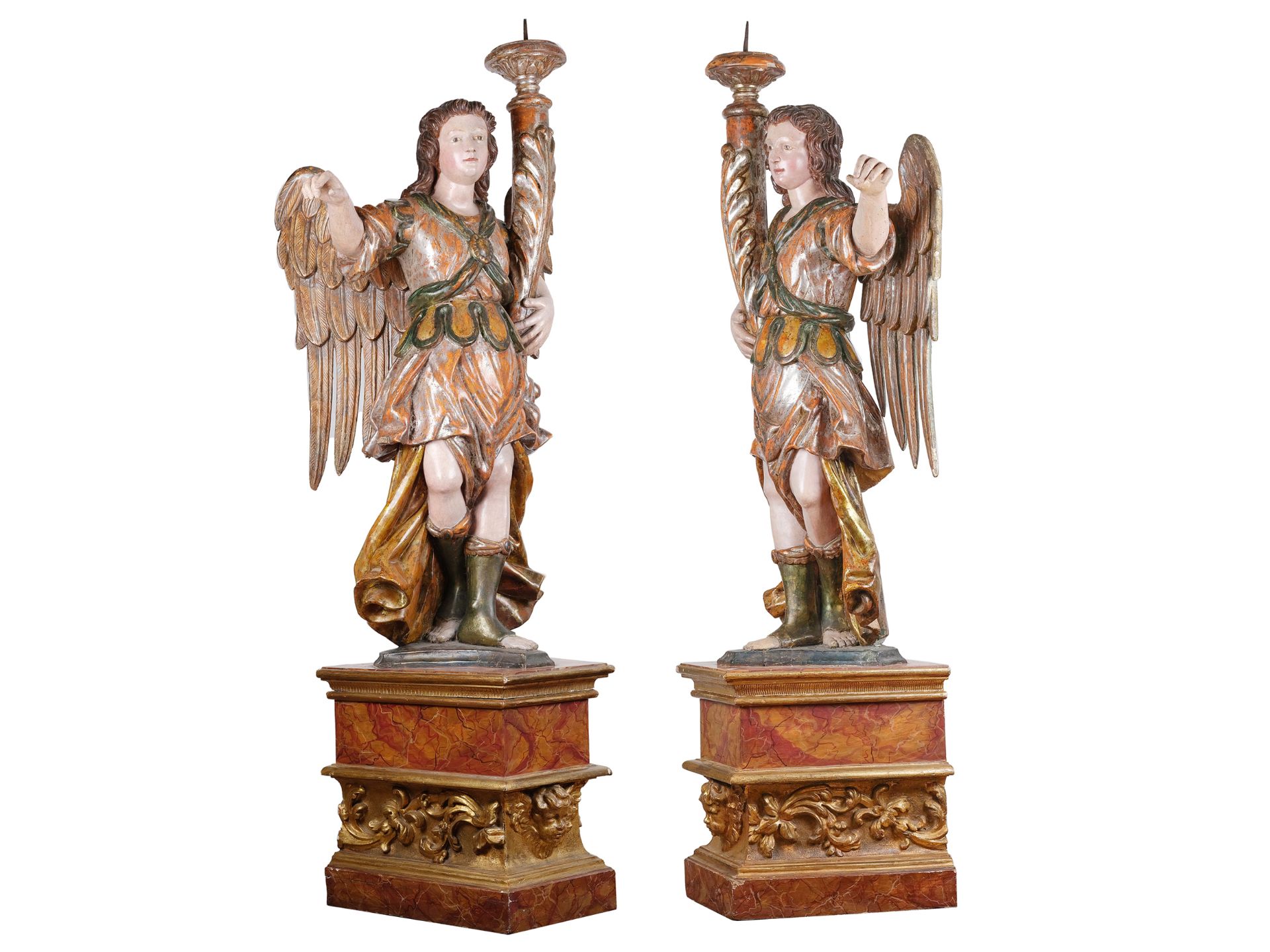 Paar monumentale Leuchterengel, Italien, 17. Jahrhundert - Bild 2 aus 5