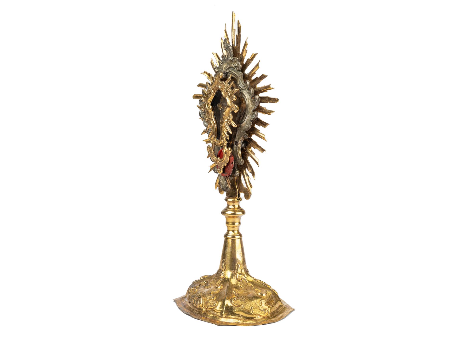 Reliquienmonstranz, Kreuz, mit Siegel, Silber?, Messing vergoldet - Bild 2 aus 4