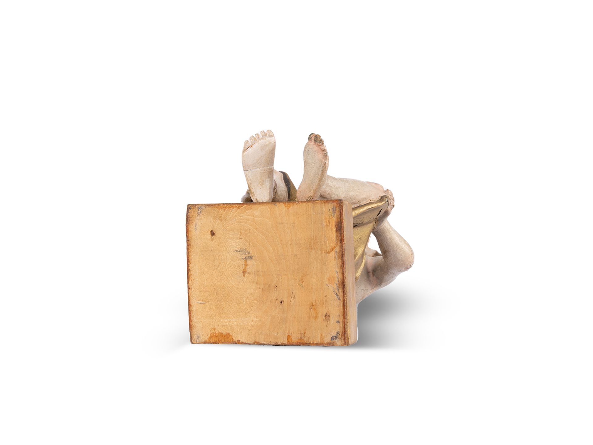 Sitzender Jüngling, 1. Hälfte 20. Jahrhundert, Holz geschnitzt & polchrom gefasst - Bild 5 aus 5