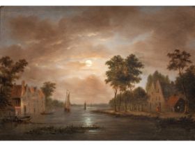 Dutch landscape painter, 18th century, Night Landscape